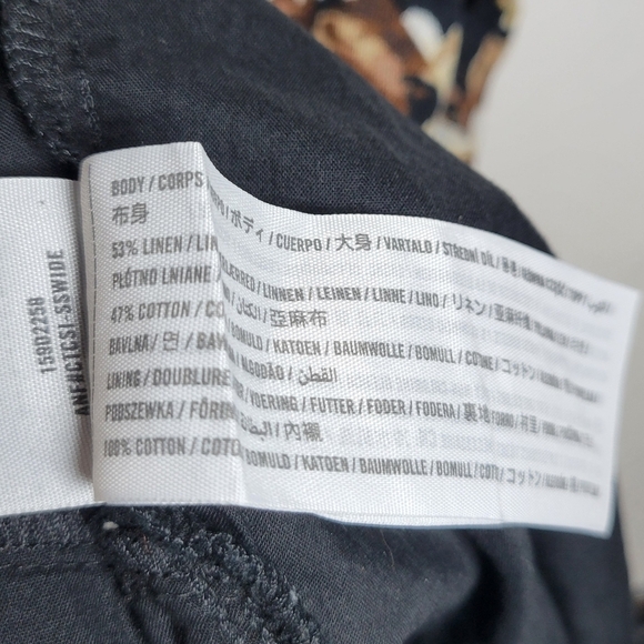 Abercrombie & Fitch Black Floral Cotton Linen Mini Dress Size XXLP Sundress - Picture 5 of 11